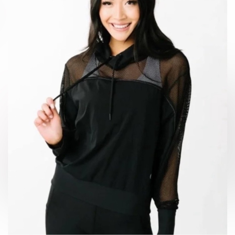 NWOT ZYIA Black Mesh Hoodie Sz M
